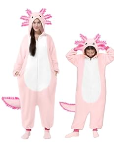 Spooktacular Creations Unisex-Axolotl-Pyjama-Plüsc... mit Hut Schwanz zum Anziehen, Rollenspiel, Halloween-Kostüm - S
