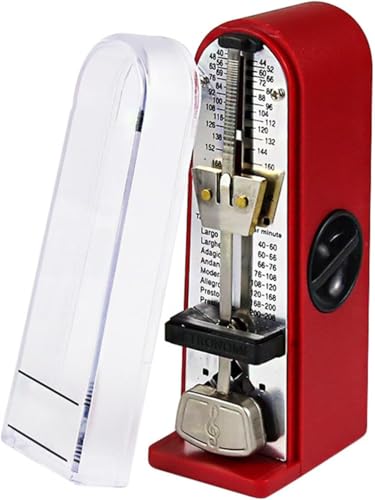メトロノーム 振り子 40〜208回/分 カバー付き 大音量 ミニメトロノーム 耐衝撃 持ち運びやすい ピアノ ドラム 練習 パーカッション 初心者に (レッド)