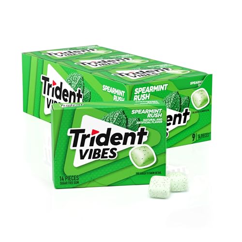 Image of Trident Vibes SPEARMINT RUSH Sugar Free Chewing Gum, 14 Pieces (Pack of 9)