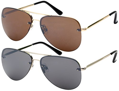 Modern Metal Aviator Sunglasses with UV 400 Lens 251373