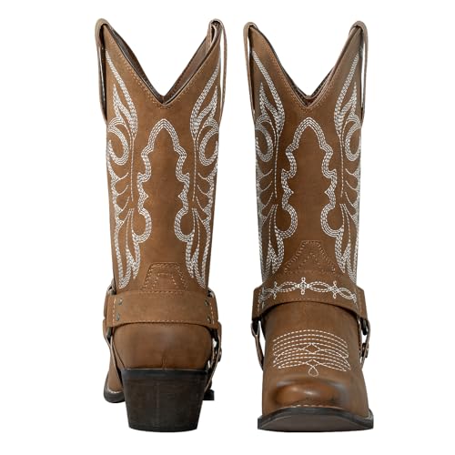 J's.o.l.e Women's Square Toe Western Cowgirl Cowboy Boots Wide Calf Rodeo Riding Boots with Removable Harness2