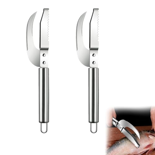 2-Pack Fish Descaler, Professional Fish Cleaning Knife and Fish Scale Remover, Stainless Steel Fish Descaler Tool, Efficient for Home Kitchen and Commercial Use
