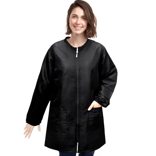 Waterproof Pet Grooming Smock, Long Sleeves Dog Grooming Workwear, Anti-Static Baber Uniform with Full Zipper & Pocket