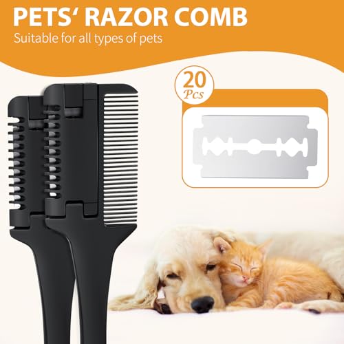 2-in-1 Pet Grooming Comb for Dogs and Cats - 2 Combs with 20 Extra Blades for Trimming and Grooming - Image 3