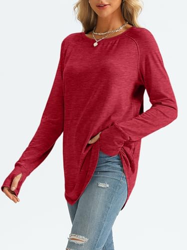 Image of AUTOMET Womens Long Sleeve Tunic Tops Crew Neck Casual Loose Fit Shirts