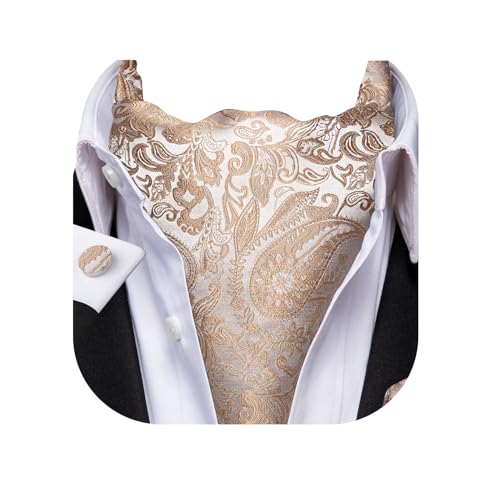 Image of Dubulle Paisley Floral Ascot for Men Self Tie Mens Cravat and Pocket Square Cufflinks Wedding