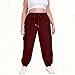 Womens Plus Size Cargo Sweatpants Casual Oversized Athletic Joggers Fashion Outfits Y2k High Waist Pants with Pockets Wine