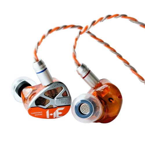 Image of HE Xiao Qiao Semi-open Single Dynamic In Ear Monitors, 10mm Graphene Diaphragm Dynamic driver IEM, Gaming IEM Earphones, HiFi Wired Earphones with 5 Axis CNC Hyper Presicion Resin (Orange, 3.5mm)