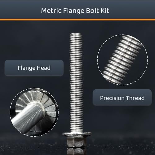 Image of M6-1.0 x 12 /16 /20 /30 /45 Flange Hex Bolt Assortment Kit, 180pcs Stainless Steel Metric Flange Head Bolts and Nuts Set.