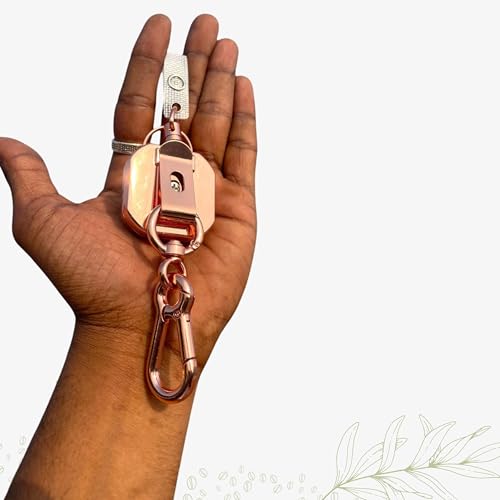 Image of Heavy Duty Metal Zinc Alloy I'd Card Retractable Black Stylish Badge yoyo Reel, Key Chain Holder Belt Clip Pull Cord with 27.5 inch Steel Cable (Gold)