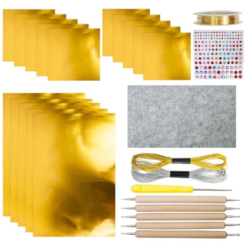 15 Pcs Gold Foil Sheets for Crafts Aluminum Embossing Sheets