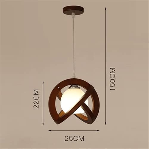 Miniatura 7 de Lámpara colgante de madera estilo rústico retro con globo de vidrio blanco, lámpara colgante Celing para cocina, isla, comedor, dormitorio, pasillo,