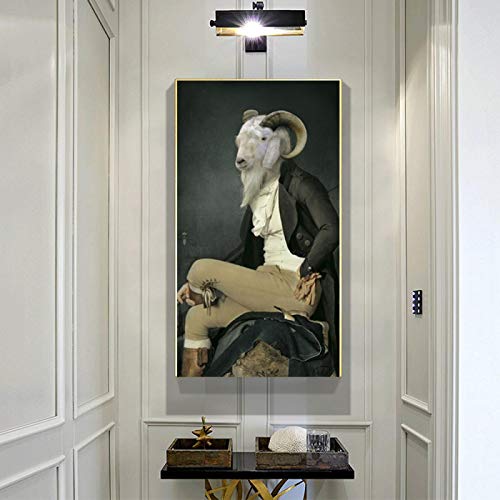 Peinture sur toile rétro animal gentleman pour salon élégant nostalgie