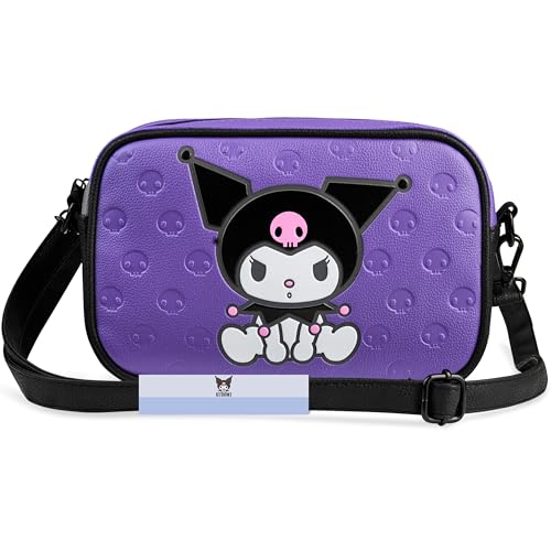 Hello Kitty Sanrio Kuromi Sac Bandoulière Fille Ado Femme, Crossbody Sac à Main Kawaii, Voyage Shopping, Idée Cadeau (Violet Kuromi)