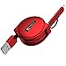 Produktbild DolDer 2 in 1 Ausziehbares Roll-up Micro USB Ladekabel Schnellladekabel kompatibel mit iPhone X/ 8/XR,Galaxy S7/ S7 Edge, Honor V8- Rot