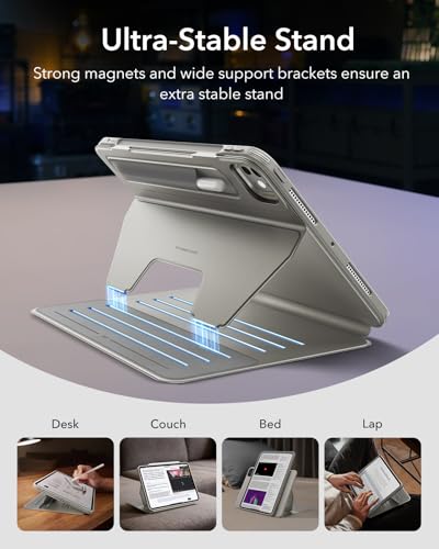 Image of ESR for iPad Pro M5 /M4 13 Inch Cover Case (2025 /2024), Rotating with Removable Magnetic Cover, Adjustable Portrait /Landscape Stand, 9 Standing Angles, Shift Series, Titanium
