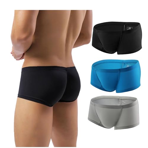 3 Pack Men's Stretch Boxer Bikini Underwear Sexy Men Low Rise Seamless Breathable Pouch Boxer Shorts