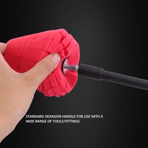 Image of SPTA Metal Polishing Tool, Auto Cone Metal Polish Buffing Polishing Ball, Drill Buffing Sponge Pads Buffing Wheel for Drill Foam, Sponge Buffing for Automotive Car Wheel Hub Care