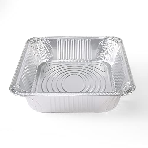 Image of Glad Disposable Half Size Aluminum Steam Pans, Deep Heavy Duty Foil Pans for Steaming, Baking, Roasting, Meal Prep, Catering & Freezer Storage, 12.5 x 10.25 x 2.5 Inch, 2 Count