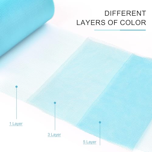 Image of Light Blue Tulle Fabric Ribbon 6 Inch by 25 Yards Rolls Fabric Spool Tulle for Gift Wrapping Wedding Decorations Craft Supplies DIY Tutu Skirt Baby Shower Birthday Party