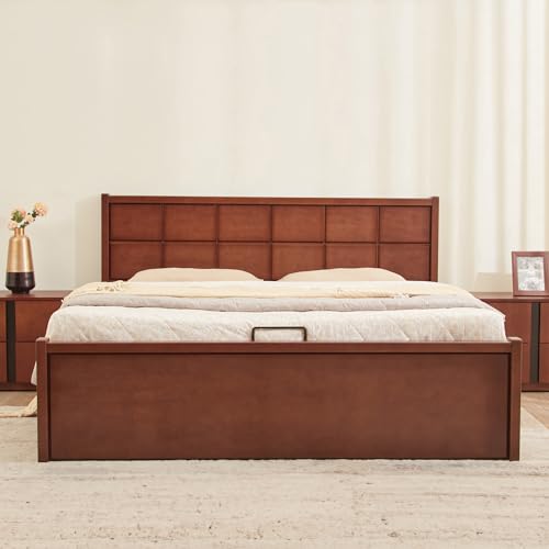 Image of Home Centre | Denis Cresta | Solid Wood | Hydraulic Storage | King Beds | Walnut | 1 Year Warranty