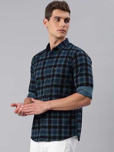 Image of Majestic Man Men Small Checkered Slim Fit Cotton Casual Shirt