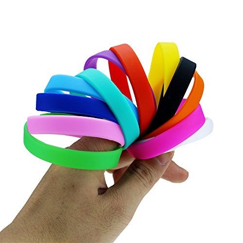 Etmact 12Pcs Blank Silicone Wristbands, Soft And Comfortable Rubber Bracelets, Assorted Colors #TOP5