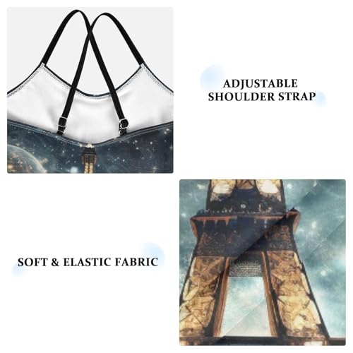 Image of ALAZA Paris Eiffel Tower and Moon Girl's Swimsuits Bathing Suit One Piece Beach Swimwear