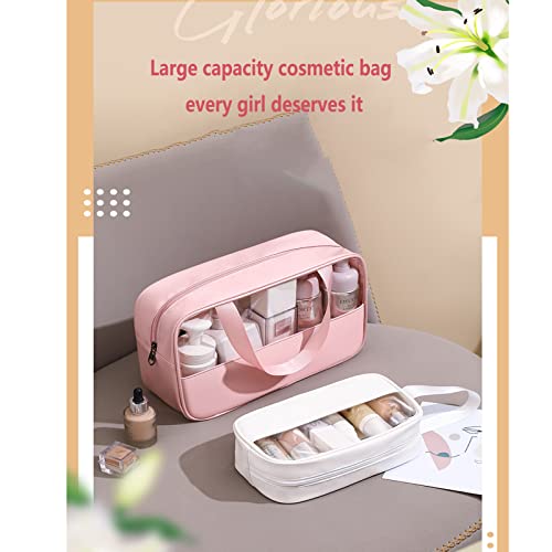 Golikee 3 Pack Makeup Bag, Travel Cosmetic Bag With Handle Waterproof Toiletry Bag Portable Organizer Storage Bag Set For Women(Pink) #TOP3