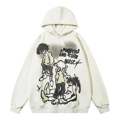 YEOU Men's Fashion Carton Hoodie Sweatshirt Fleece Y2K Harajuku Hip Hop Streetwear Casual Sweatshirt Hooded Cover