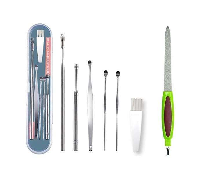 Lusty Soul Stainless Steel Ear Wax Cleaner/Remover Tool Kit With Spiral Ear Curette Cleaner & 2 in 1 Manicure Pedicure Nail File Tool With Cuticle Remover (2 Items in the set) (B0CBCTR8FL) Amazon Price History, Amazon Price Tracker