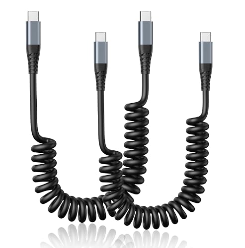 USB C Cable 3FT Fast Charging Cord Coiled Type C to Type C Cable for Car USB-C to C Charger Cord Compatible with iPhone 16 16e 15 Pro Max Plus MacBook iPad Pro/Air Samsung Galaxy and More （2Pack ）