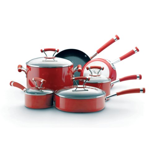 Circulon Contempo Red Aluminum Nonstick 10-Piece Cookware Set