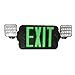 Morris Products Square Head LED Combo Exit Emergency Light ? High Output, Green LED Color, Black Housing ? 76 Lumens, Energy Saving Lamps ? Fully Automatic ? Thermoplastic, Glare Free, Adjustable