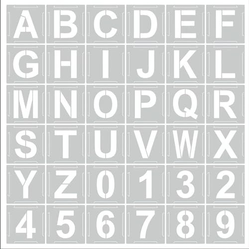 Set di 36 stencil con lettere dell'alfabeto da 10 cm, modelli ad incastro per la combinazione di caratteri, perfetti per cartelli, cartelli stradali, artigianato fai da te