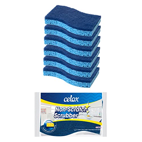 Image of CELOX 6 Pack Non-Scratch Dish Sponge, Dual Sided Kitchen Sponges for Dishes, Long Lasting Dishwashing Household Cleaning Sponges for Kitchen, Easy to Dry and Reusable