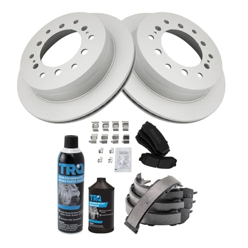 Image of TRQ Rear Brake Pad & Rotor Kit Semi-Metallic Compatible with 2003-2009 Lexus GX470 Toyota 4Runner 2007-2009 FJ Cruiser 2001-2007 Sequoia
