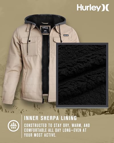 Hurley Men's Voyager Jacket - Warm Insulated Fleece Jacket with Cozy Sherpa Lining - Lightweight Hooded Jacket for Men (S-XL)3