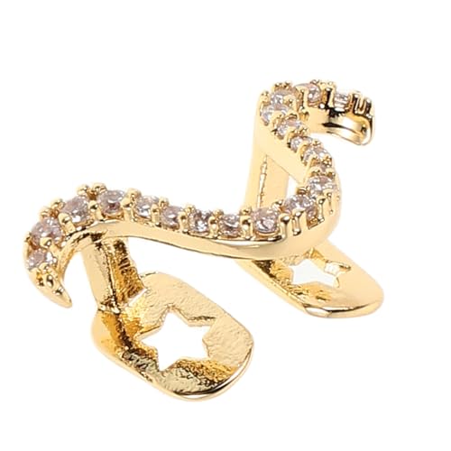 OUNONA Grill de Diente Único con Zirconia Forma de Onda Brillante Accesorio de Joyas para Fiestas Baile de Graduación y Disfraces Halloween Diseño Dorado Elegante para Mujer