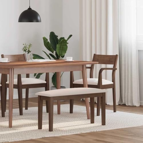 IKAYAA Banco de Comedor de Madera Caucho, Banco de Cocina, Banco para Entrada, Resistente y Estable, Asiento Banqueta Banquillo Comedor, Marrón y Claro