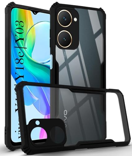 Image of Back Cover Clear Eagle Smoke Compatible with Model Vivo I2306 / Y03 /Y28s /T3 Lite /Z9 Lite 5G | Raised Edges I paky |Imported Flexible TPU Bumper Scratch & Camera Protection - Black