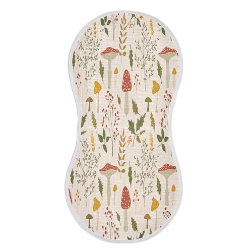 Image of Kigai Colorful Mushroom Baby Burp Cloths Extra Soft and Absorbent Burping Rags Cotton Burping Clothes Baby Washcloths for Newborn Boys Girls Nursery Decor - 2 Pack