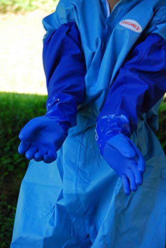 lange Gummihandschuhe mit Ãrmelstulpen 60 cm blau - Schutzhandschuhe GröÃe 8 – Bild 6