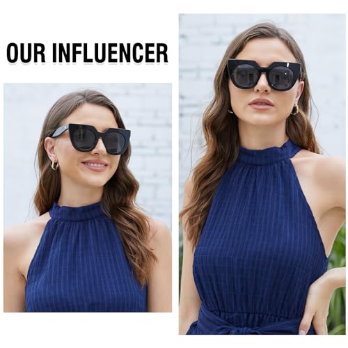 DUCO Oversized Cat Eye Sunglasses for Women Trendy Sunglasses 12012