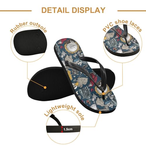 ALAZA Vintage Statue Of Liberty Eagle Map Flip Flops for Women Fashion Beach Slippers Comfort Mens Flip Flops Non-Slip Rubber Shower Slippers Sandal for Hotel Travel Sport,XS3