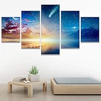 SIGNWIN 5 Panel Canvas Wall Art Modern Art Astronomy & Space Dramatic Minimalist Moon Multicolor Photography for Home Decorations Ready to Hang - 60