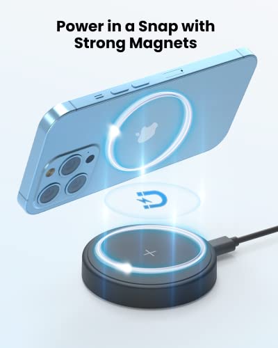 Image of Magnetic Wireless Charger for Apple: MGG Mag-Safe Charging Pad for iPhone 15 /14 /13 /12 Pro Max /Plus /Mini - Mag Charger Pad for AirPods Pro 3 2 with 18W Adapter and Kickstand