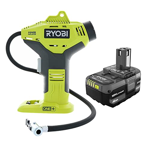 Ryobii P737 18-Volt ONE+ Portable Cordless Power Inflator & 4.0 Ah 18-Volt Lithium-Ion High Capacity Battery (Bulk Packaged)