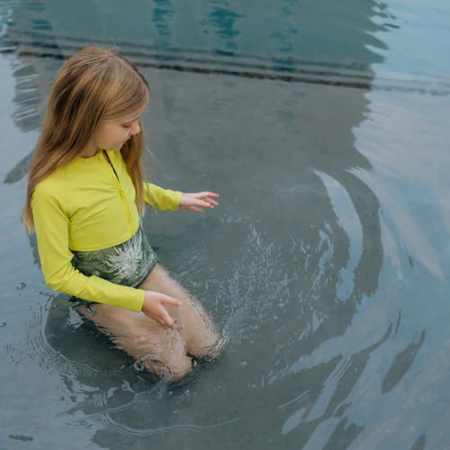 Image of SwimZip Girls' Long Sleeve Zipper Crop Top Rash Guard UPF 50+ Sun Protection
