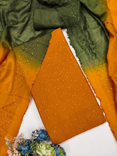 Image of Pandadi Saree Women's Soft Chanderi Embroidery Work Unstitched Salwar Suit Dress Material